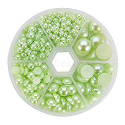1Box ABS Plastic Imitation Pearl Dome Cabochons, Half Round, Green Yellow, 4~12x2~6mm, about 666pcs/box(SACR-PH0001-18)