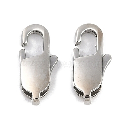 304 Stainless Steel Lobster Claw Clasps, Stainless Steel Color, 15x7x3.5mm, Hole: 1.6mm(STAS-R135-04P)