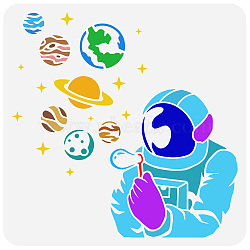 PET Hollow Out Drawing Painting Stencils, for DIY Scrapbook, Photo Album, Spaceman Pattern, 30x30cm(DIY-WH0391-0356)