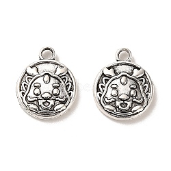 Tibetan Style Alloy Charmss, Cadmium Free & Lead Free, Flat Round with Dragon, Antique Silver, 13x10.5x2mm, Hole: 1.6mm, about 1123pcs/1000g(FIND-C043-050AS)