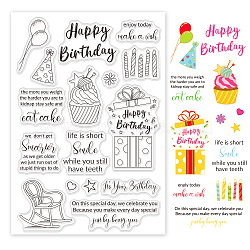 PVC Plastic Stamps, for DIY Scrapbooking, Photo Album Decorative, Cards Making, Stamp Sheets, Birthday Themed Pattern, 16x11x0.3cm(DIY-WH0167-56-503)