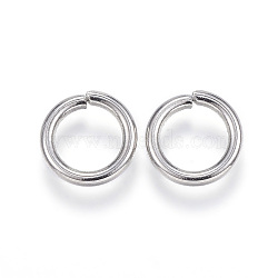 Tarnish Resistant 304 Stainless Steel Jump Rings, Open Jump Rings, Stainless Steel Color, 13 Gauge, 10x1.8mm, Inner Diameter: 6.4mm(A-STAS-E113-11P)