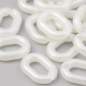 Opaque Acrylic Linking Rings, Quick Link Connectors, For Jewelry Cable Chains Making, Oval, WhiteSmoke, 19x14x4mm, Inner Diameter: 10.5x5.5mm, about 746pcs/500g