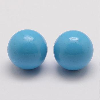Brass Chime Ball Beads Fit Cage Pendants, No Hole, Sky Blue, 16mm