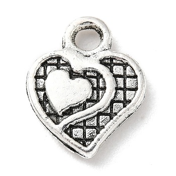 Tibetan Style Alloy Pendants, Heart, Antique Silver, 12x10x2mm, Hole: 1.8mm, about 806pcs/500g