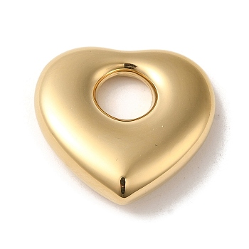 304 Stainless Steel Pendants, Heart Charm, Real 14K Gold Plated, 27x28x7.5mm, Hole: 8.5mm