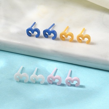 Hypoallergenic Bioceramics Zirconia Ceramic Stud Earrings, Number 3, No Fading and Nickel Free, Mixed Color, 7x4.5mm