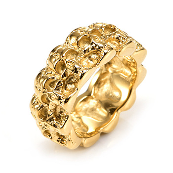 Titanium Steel Finger Rings, Skull, Golden, US Size 8(18.1mm)
