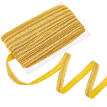 Polyester Grosgrain Ribbon, Garment Accessories, Gold, 5/8 inch(15mm), 18m/card