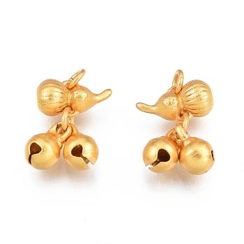 Christmas Brass Bell Charms, Cadmium Free & Nickel Free & Lead Free, Gourd, Golden, 14mm, Hole: 3mm