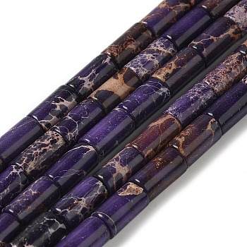 Natural Imperial Jasper Beads Strands, Dyed, Column, Purple, 8x4.5mm, Hole: 1.2mm, about 50pcs/strand, 15.75''(40cm)