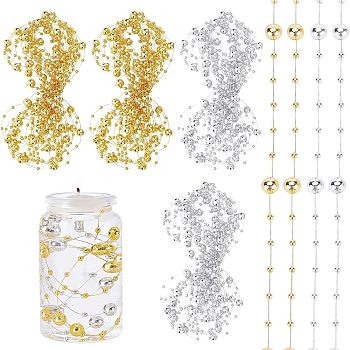 Nbeads 2 Bags 2 Colors Plastic Bead Garland Strand, Great for Door Curtain and Wedding Decoration DIY Material, Round, Mixed Color, 0.2~7.5mm, 1 color/bag
