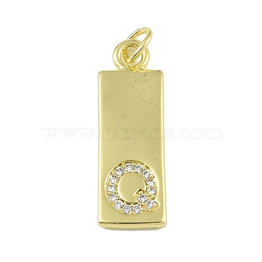 Real 18K Gold Plated Clear Letter Q Brass+Cubic Zirconia Pendants