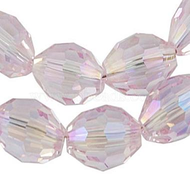 6mm Pink Oval Electroplate Glass Beads