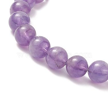 Round Natural Amethyst Beaded Stretch Bracelet with Nuggets Charms for Women(BJEW-JB09316-01)-5