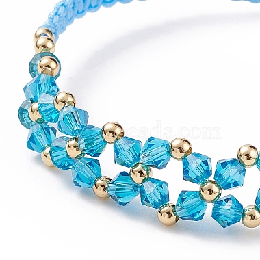 Glasgeflochtenes Blumengliedarmband für Frauen(BJEW-TA00130-02)-4