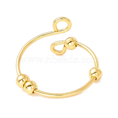 304 Stainless Steel Rotating Beaded Open Cuff Ring(X-STAS-E047-01G)-2