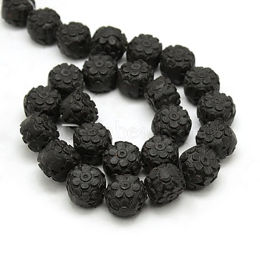 16mm Black Column Cinnabar Beads
