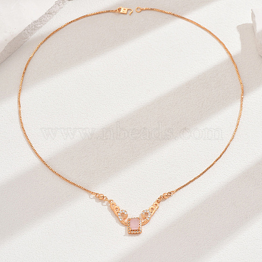 Pink Rectangle Cubic Zirconia Necklaces