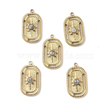 Real 18K Gold Plated Rectangle Howlite Pendants