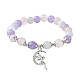 8mm Round Natural Aquamarine & Rose Quartz & Amethyst Beaded Stretch Bracelets(BJEW-TA00502)-1