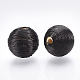 Perles de bois recouvertes de fil de cordon polyester(WOVE-S117-16mm-01)-1
