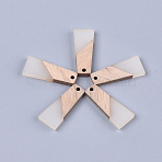 Resin & Wood Pendants, Trapezoid, WhiteSmoke, 30x12x3mm, Hole: 2mm(X-RESI-S358-59A)