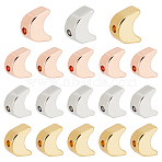 30Pcs 3 Color Brass Beads, Long-Lasting Plated, Real 18K Gold Plated, Moon, Mixed Color, 5.4x6.9x3mm, Hole: 1mm, 3 color, 10pcs/color, 30pcs(ZIRC-GA0001-08)
