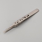 Stainless Steel Fine Ponited Tweezers, Hollow-out, Beading Supplies, Stainless Steel Color, 12.1x0.9x0.85cm(TOOL-WH0125-50)