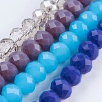 Glass Beads Strands, Mixed Style, Faceted, Rondelle, Mixed Color, 8x6mm, Hole: 1~1.5mm, about 70~72pcs/strand, 16.9~17.3 inch(43~44cm)(EGLA-F122-8x6mm-M03)