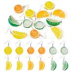 6 Pair Brass Fruit Dangle Earrings, with Resin Pendants, Platinum, Mixed Color, 46~60mm, 6pair/set(EJEW-TAC00018)