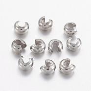 Brass Crimp Beads Covers, Nickel Free, Platinum Color, Size: About 3mm In Diameter, Hole: 1.2~1.5mm(KK-H289-NFN-NF)