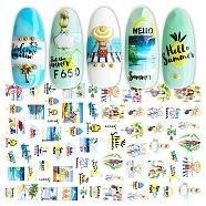Nail Art Stickers, Self-adhesive, For Nail Tips Decorations, Girl & Sandbeach Pattern, Colorful, 123x80mm(MRMJ-Q080-F650)