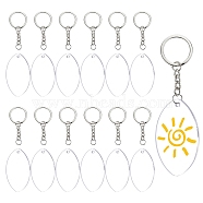 DIY Keychain Making, with Iron Keychain Ring, Transparent Blank Acrylic Pendants, 304 Stainless Steel Open Jump Rings, Platinum & Stainless Steel Color, 118x72x35mm(DIY-BC0010-90P)
