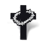 Religion Enamel Pins, Black Alloy Brooch for Backpack Clothes, Cross, Ring, 30.5x22.5x1.5mm(JEWB-K001-04B-EB)