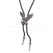 Alloy Eagle Lariat Necklace with PU Leather Cord for Men Women , Antique Silver, 41.73 inch(106cm)(NJEW-WH0016-05)