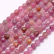 Natural Ruby/Red Corundum Beads Strands, Faceted, Round, 3mm, Hole: 0.5mm, about 132pcs/strand, 15.7 inch(40cm)(G-F509-16-3mm)