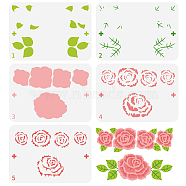 5Pcs 5 Styles PET Hollow Out Drawing Painting Stencils, for DIY Scrapbook, Photo Album, Flower & Leaf, Mixed Shapes, 210x297mm, 1pc/style(DIY-WH0394-0113)