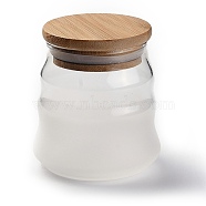 Frosted Glass Bottles, with Bamboo Stopper, for Candy, Tea, Column, Clear, 8.45cm(AJEW-I052-07)