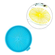 Flat Round with Dandelion Pattern Cup Mat Silicone Molds, Resin Coaster Molds, for UV Resin & Epoxy Resin Craft Making, Deep Sky Blue, 105x9mm(DIY-M039-03)