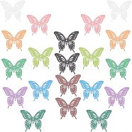 Unicraftale 20Pcs 10 Colors Spray Painted 430 Stainless Steel Filigree Joiners Links, Etched Metal Embellishments, Butterfly, Mixed Color, 35x44x0.4mm, Hole: 1~1.6mm, 2pcs/color(STAS-UN0030-96)