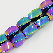 Magnetic Synthetic Hematite Beads Strands, Twist, Multi-color Plated, 7x4mm, Hole: 1mm, 15.7 inch(X-G-K037-33)