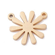 Vacuum Plating 304 Stainless Steel Pendants, Flower, Golden, 11.5x12.5x1mm, Hole: 1mm(STAS-A053-16G)