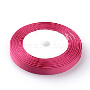 High Dense Single Face Satin Ribbon, Polyester Ribbons, Deep Pink, 3/8 inch(9~10mm), about 25yards/roll, about 10rolls/group(SRIB-Q009-10mm-130)