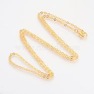 Brass Cable Chains Necklaces, Golden, 23.6 inch(60cm)(MAK-R019-G)