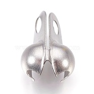 304 Stainless Steel Bead Tips, Calotte Ends, Clamshell Knot Cover, Stainless Steel Color, 14.5x8mm, Hole: 2.5mm, Inner Diameter: 6mm(STAS-WH0010-01P-6mm)