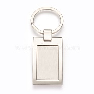 Zinc Alloy Cabochon Settings Keychain, with Iron Ring, Rectangle, Platinum, Tray: 20x35mm, 84mm, 57x28x5mm, 1pc/box(KEYC-E028-03P)