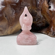 Natural Rose Quartz Carved Healing Yoga Goddess Figurines, Reiki Energy Stone Display Decorations, 50~60mm(PW-WG59957-02)