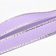 Polyester Grosgrain Ribbons for Gift Packing, Silver Wired Edge Ribbon, Medium Purple, 1-1/2 inches(38mm), about 100yards/roll(91.44m/roll)(SRIB-L022-038-430)