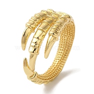 Dragon Claw Rack Plating Brass Open Cuff Finger Rings for Women, Long-Lasting Plated, Lead Free & Cadmium Free, Real 18K Gold Plated, US Size 6(16.5mm)(RJEW-L123-009G)